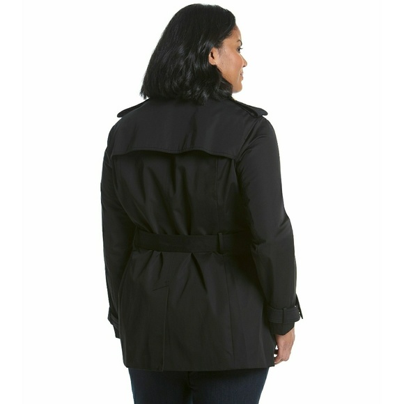 New! MICHAEL KORS Zipper Trench Coat Black Plus - Picture 3 of 8